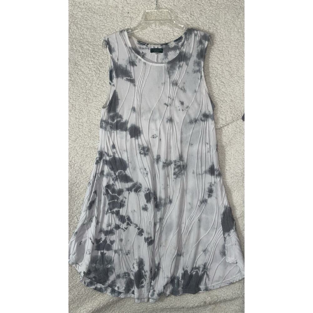 Kathmandu Tie-Dye Sleeveless Maxi Dress in Gray and White L/XL Boho Festival
